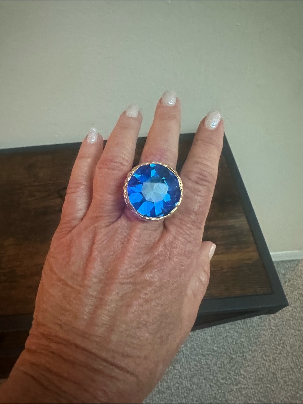 Bold Blue Crystal Statement Ring - Women's Fashion Jewelry - Picture 1 of 7